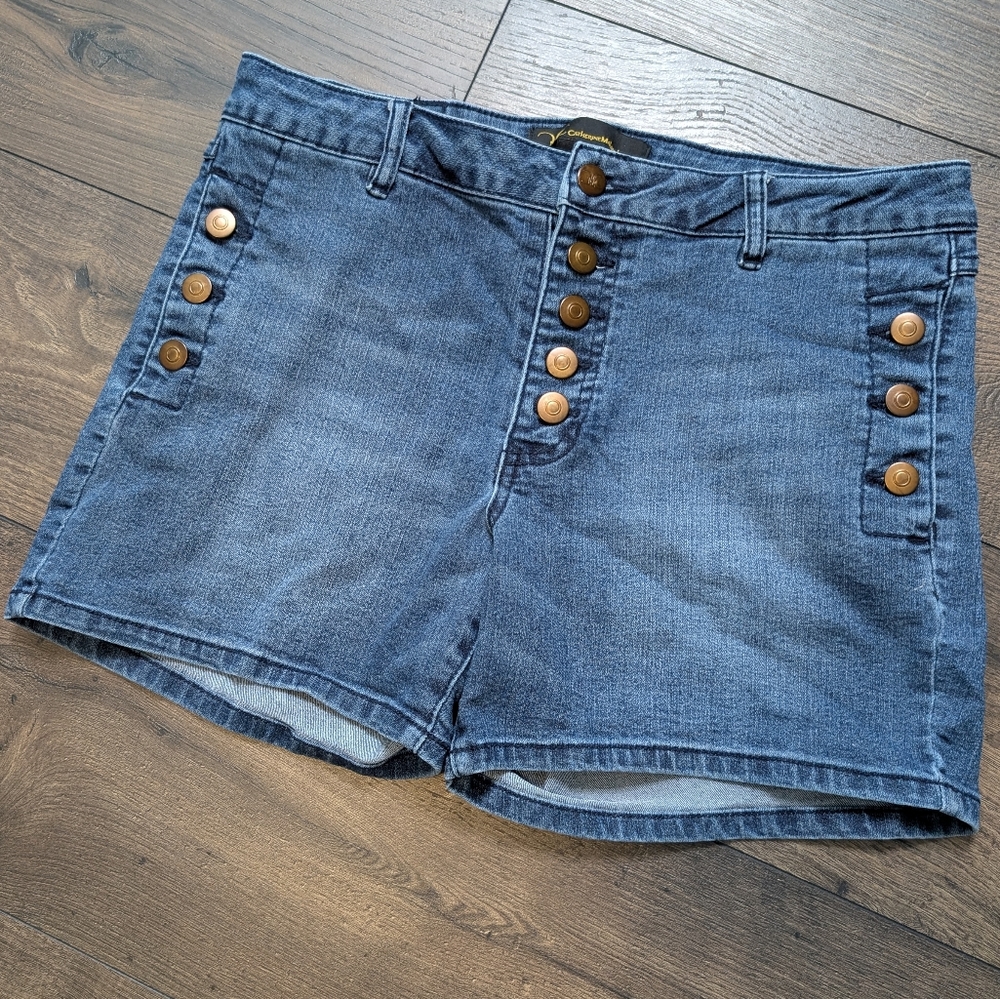 Catherine Malandrino Denim Button-Front Jean Shorts Size 8